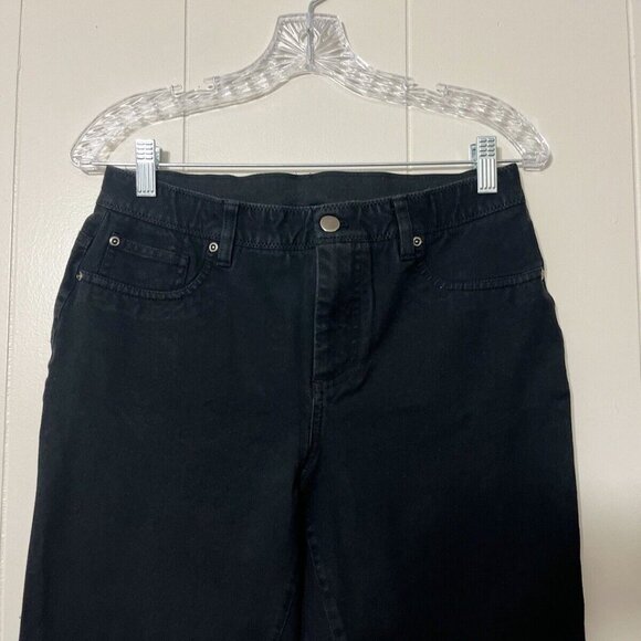 Chicos So Slimming Slim Jeans Womens 1 Regular Black Denim Flat Front Straight - Picture 7 of 10